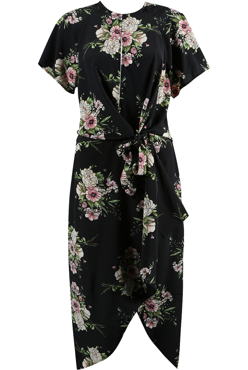 Flowery Print Wrap Up Dress Buy Fashion Wholesale in The UK