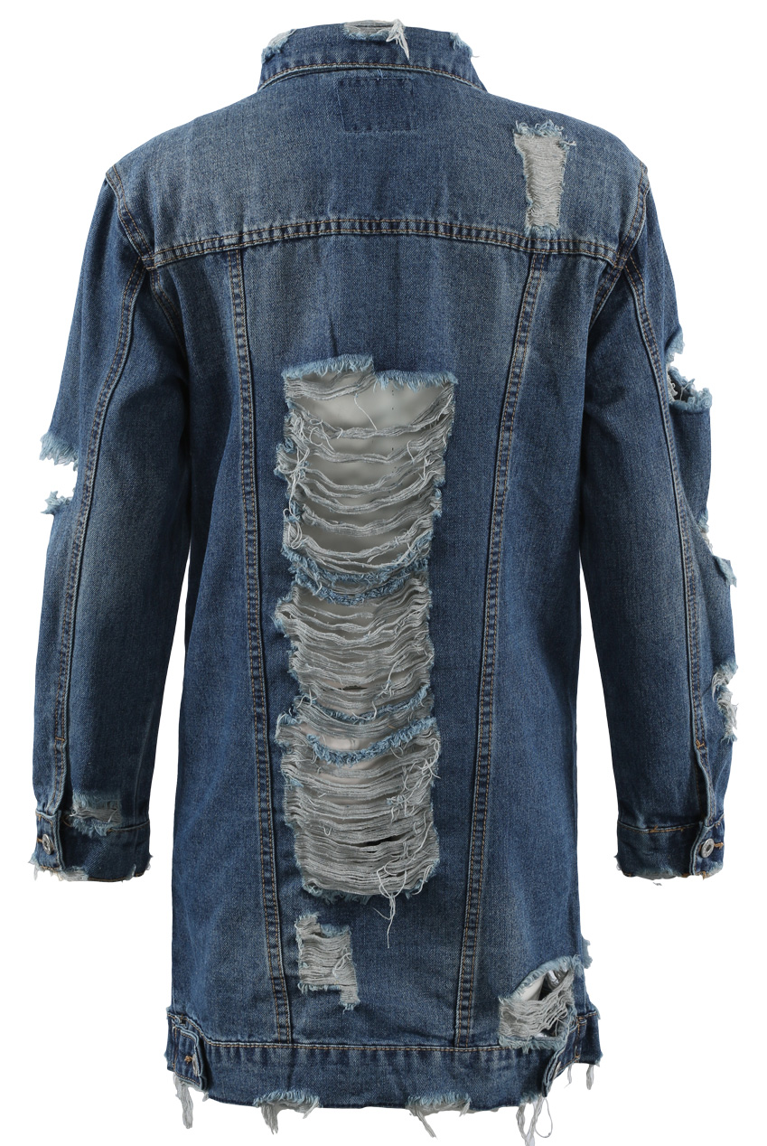 denim jacket with rips in back