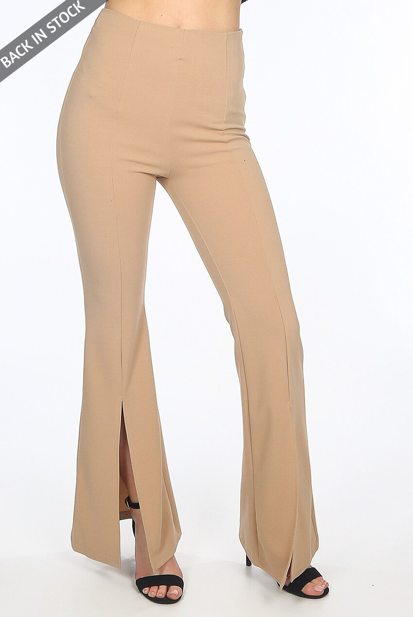 Women's beige bell bottom pants