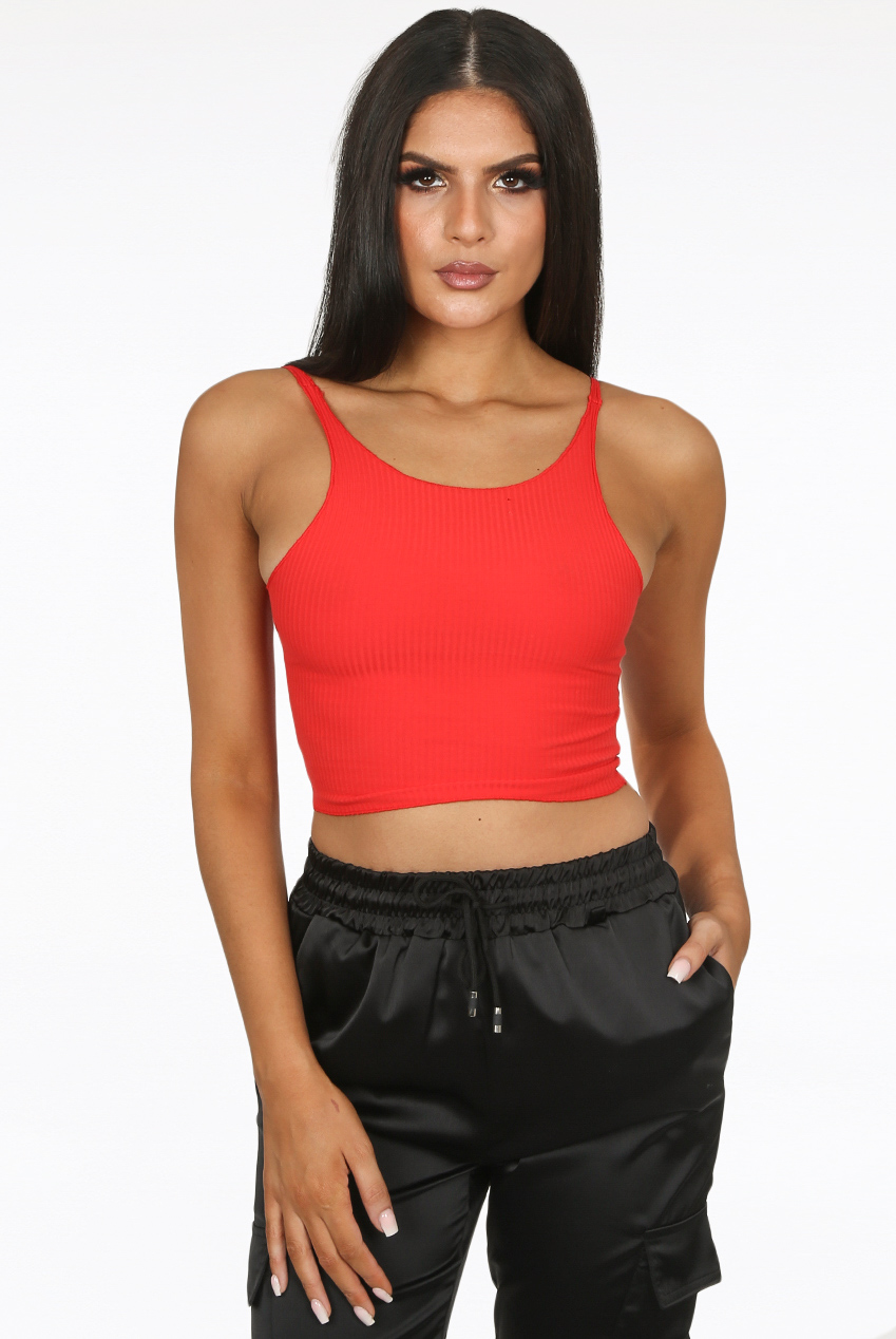Free People Bright Red Tank Top - Scoop Neck Tank - Cropped Top - Lulus