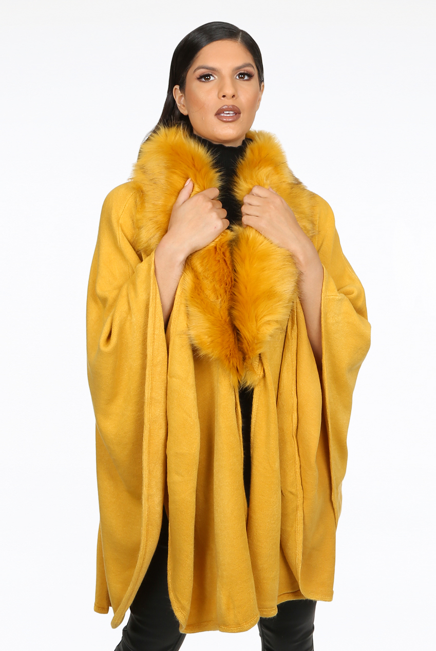 faux fur lined cape