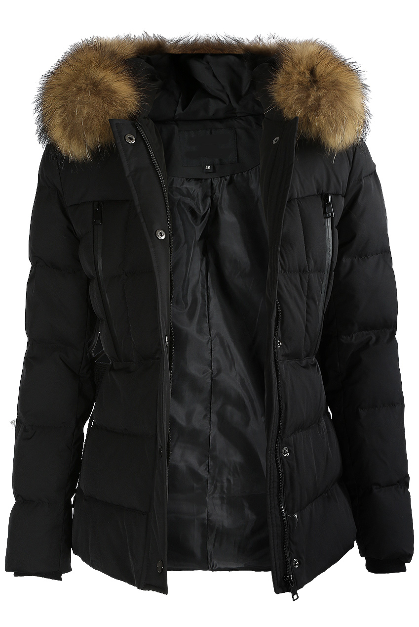 Belted Layered Fur Hood Puffer Jackets - Buy Fashion