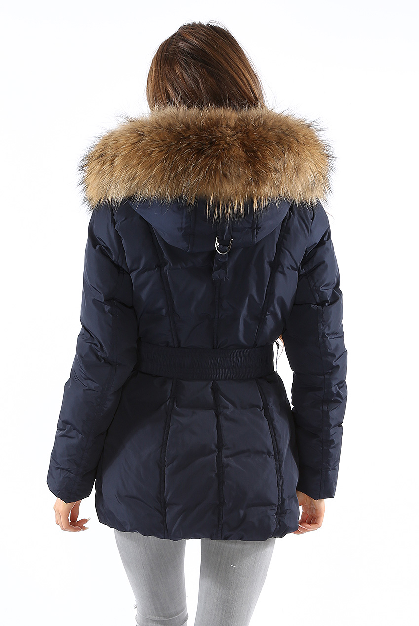 navy fur hood coat