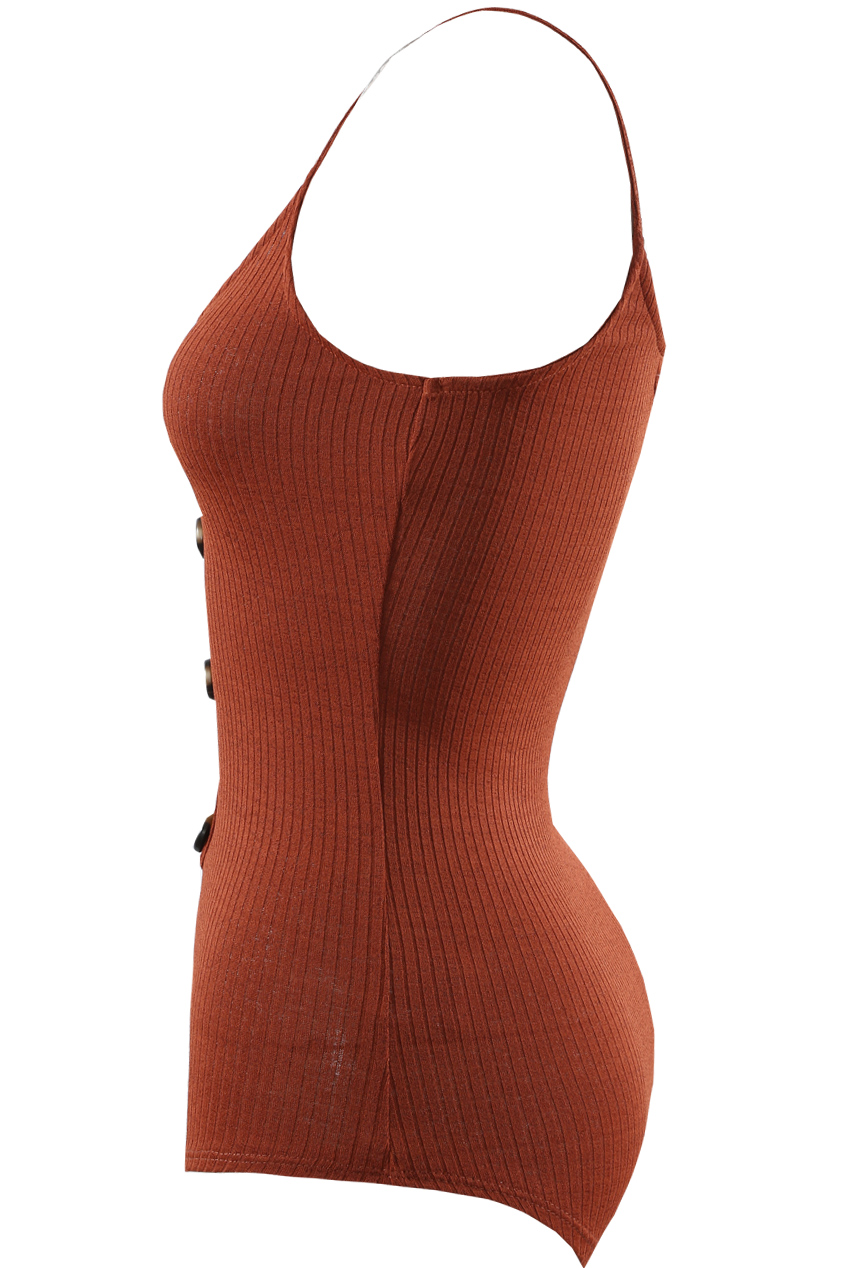 Ribbed Button Up Cami Bodysuit - Buy Fashion Wholesale in The UK