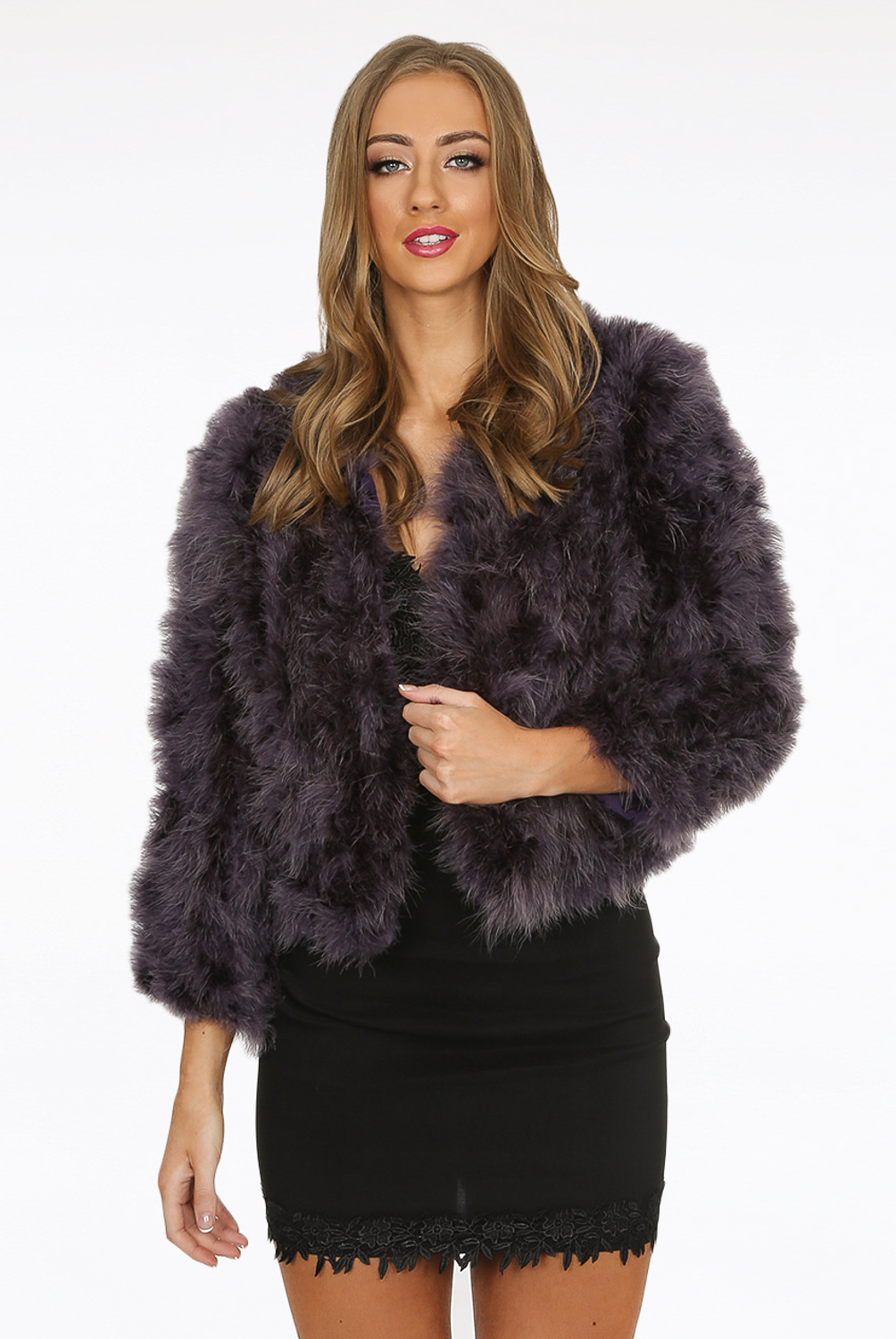 green ostrich feather jacket