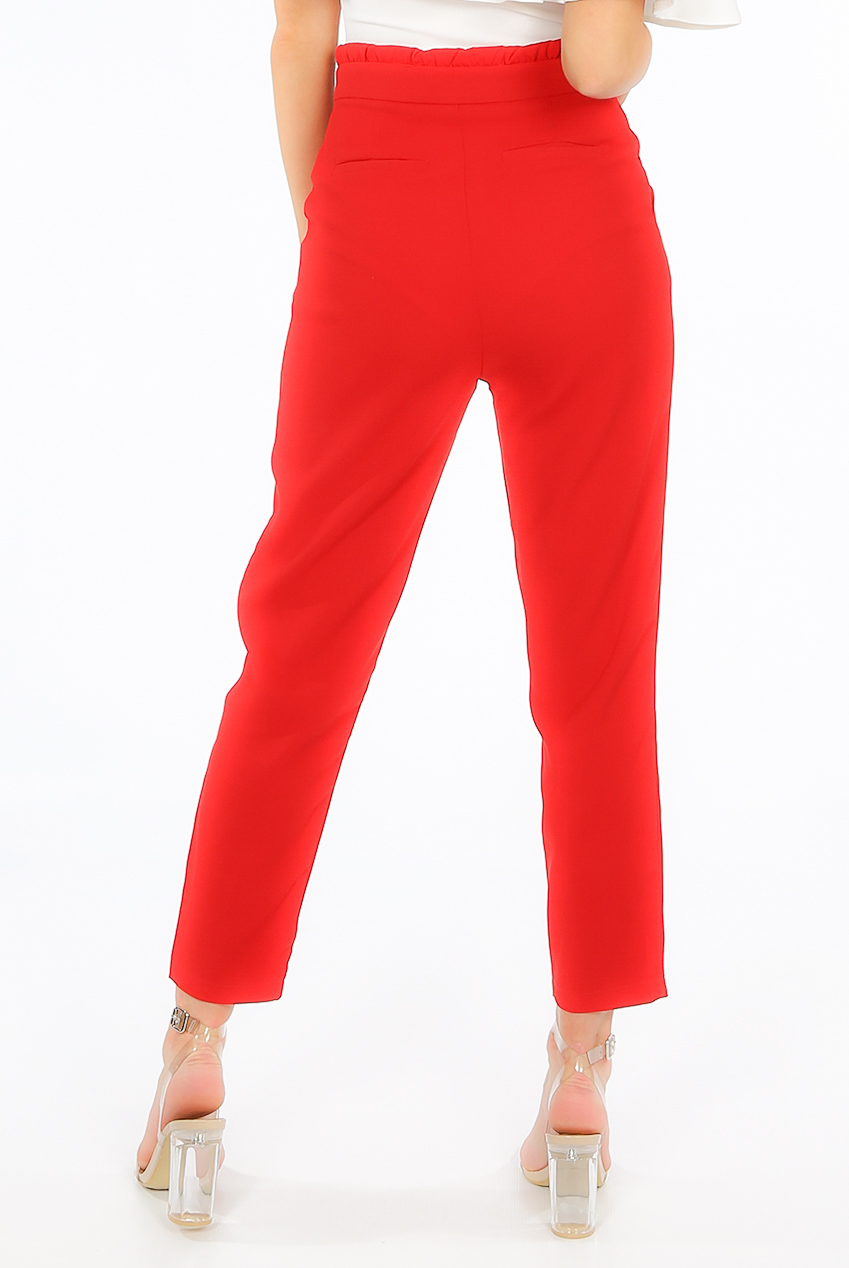 Solid Elastic Waist Flare Leg Pants Casual Ruffle Pants - Temu