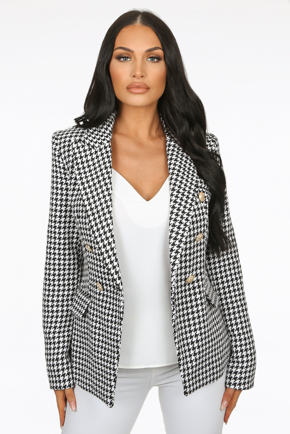 monochrome check blazer