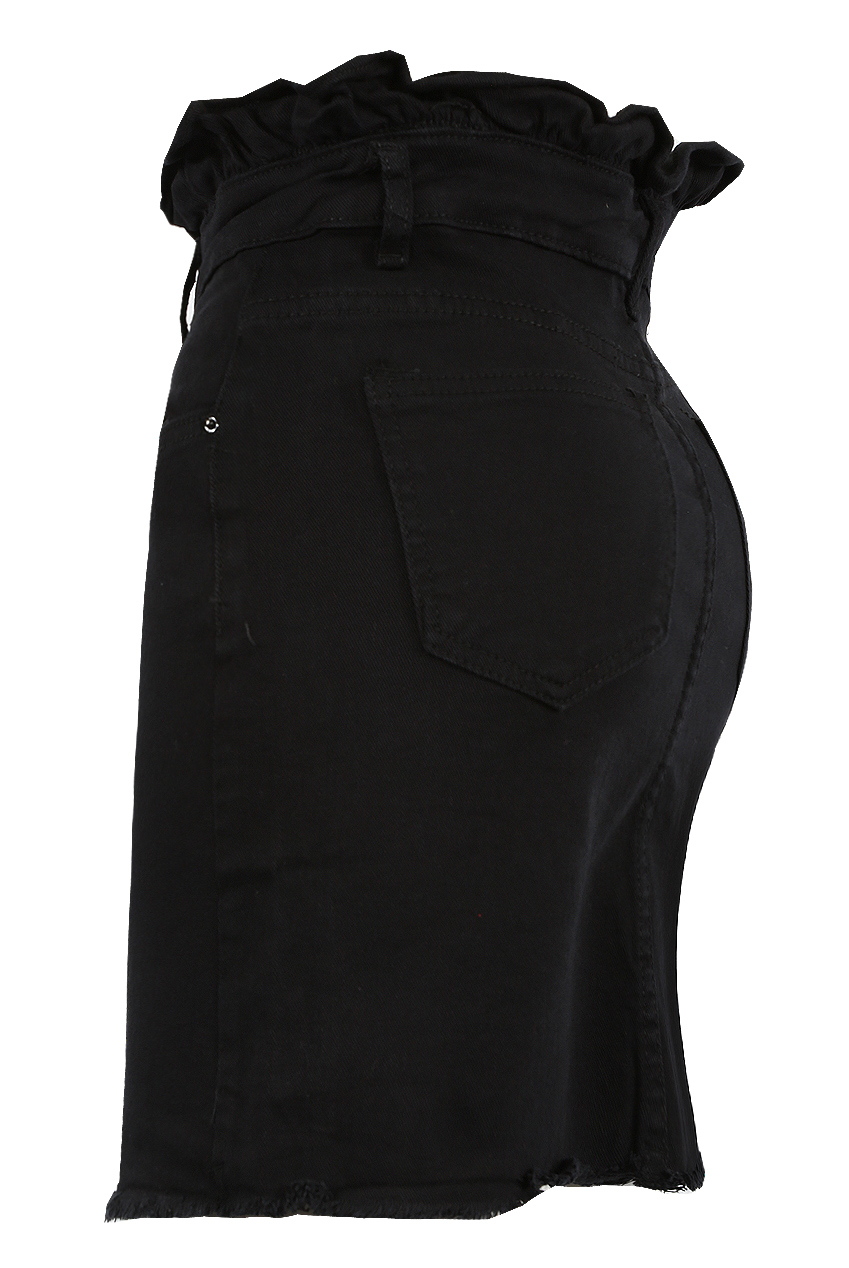 ruffle waist denim skirt