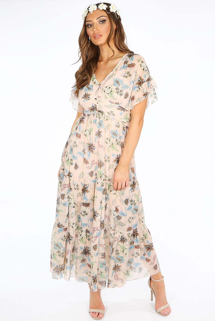 Chiffon Floral Maxi Dress - Buy Fashion Wholesale in The UK