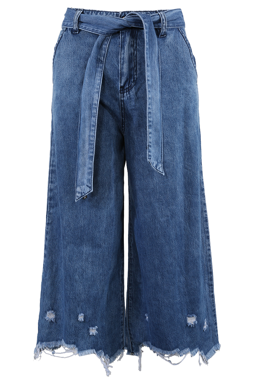 Petite Tie Waist High Rise Straight Crop Jeans in Light Authentic Indigo  Wash