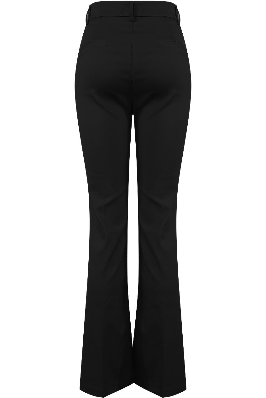 Petite Black Bi Stretch Bootcut Trousers | PixieGirl