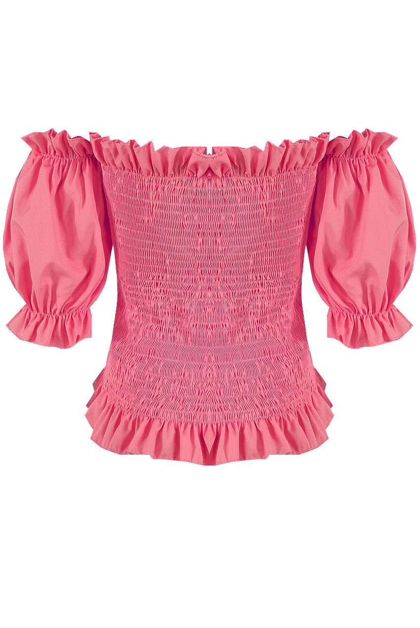 Shirred Lace Up Bardot Top Buy Fashion Wholesale in The UK
