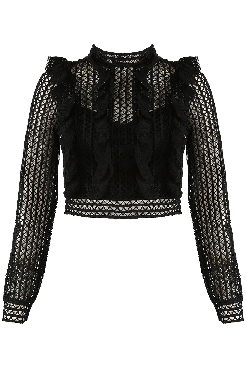 Frill Lace Overlay Crop Top - Buy Fashion Wholesale in The UK