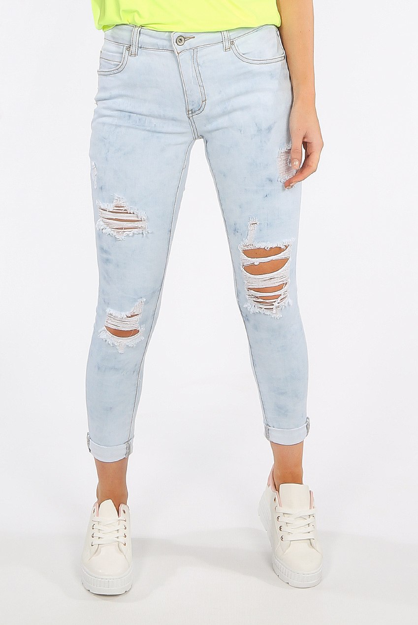 faded blue ripped jeans