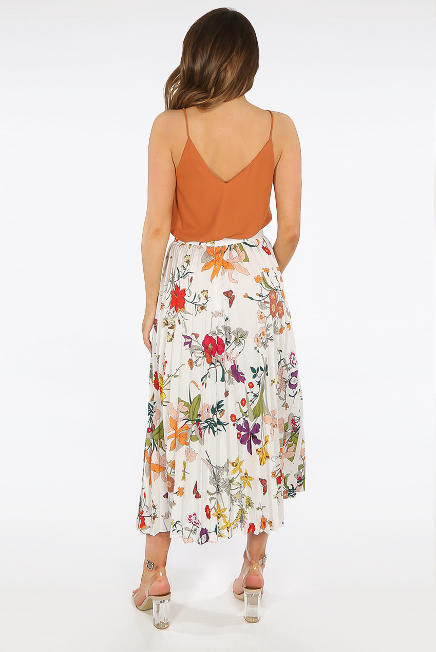Floral pleated skirt deals