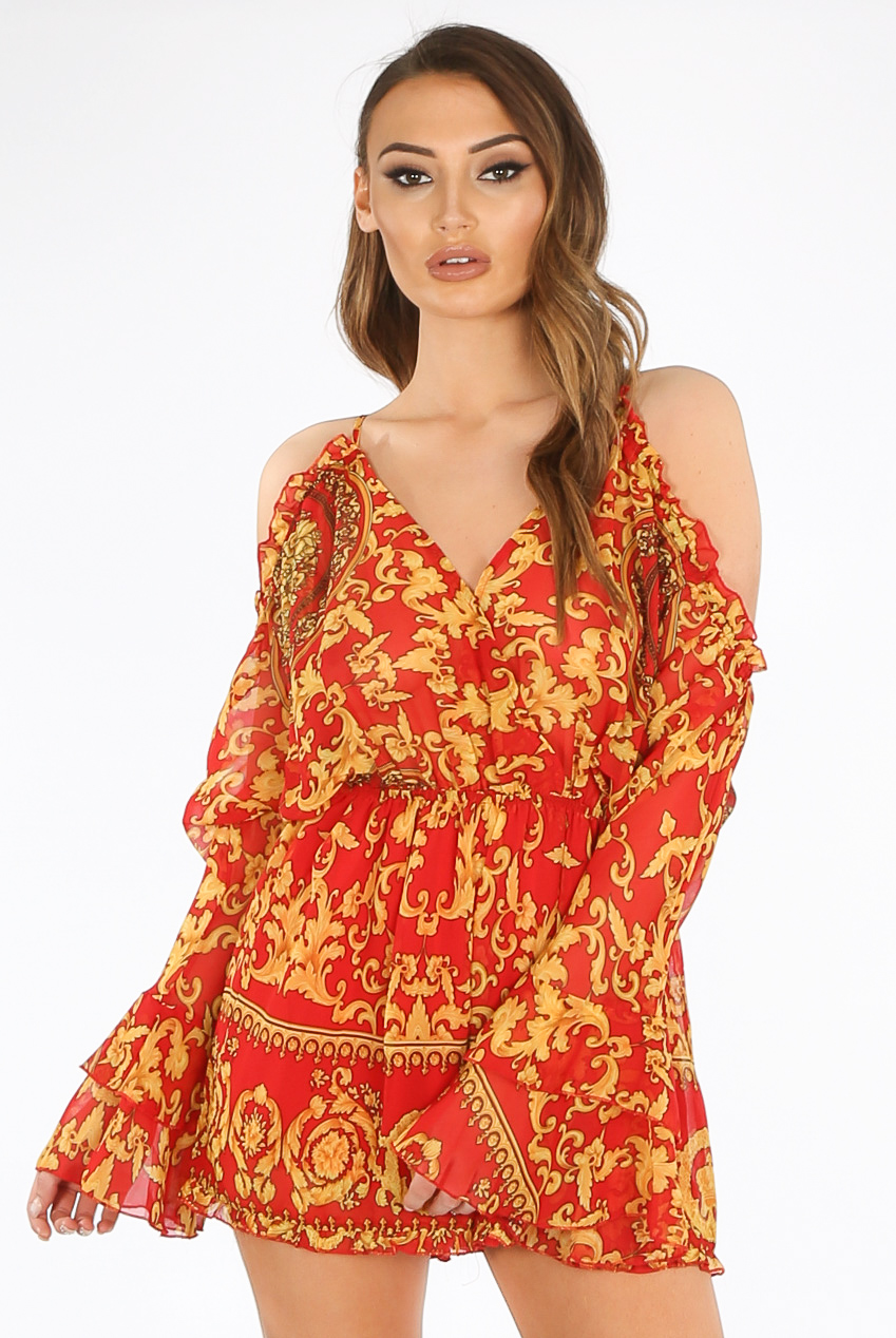 Baroque Cold Shoulder Playsuit - Buy Fashion Wholesale in The UK