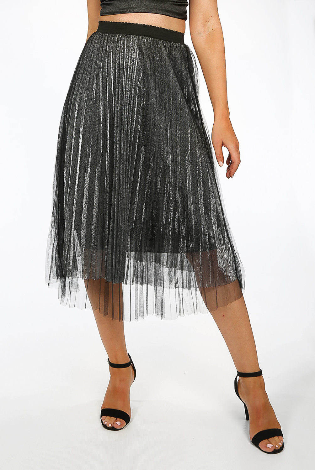 metallic pleated skirt wholesale