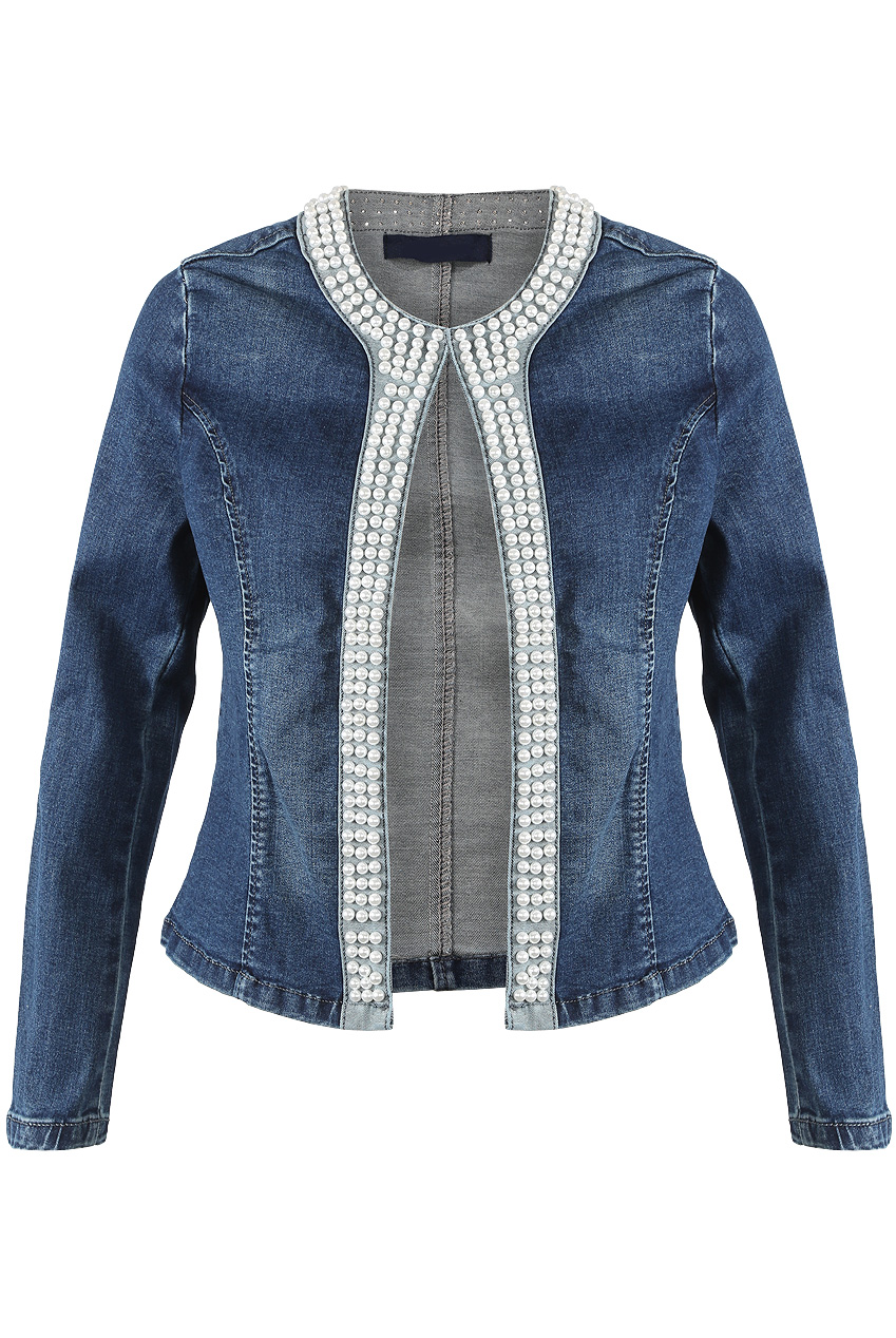 pearl trim denim jacket