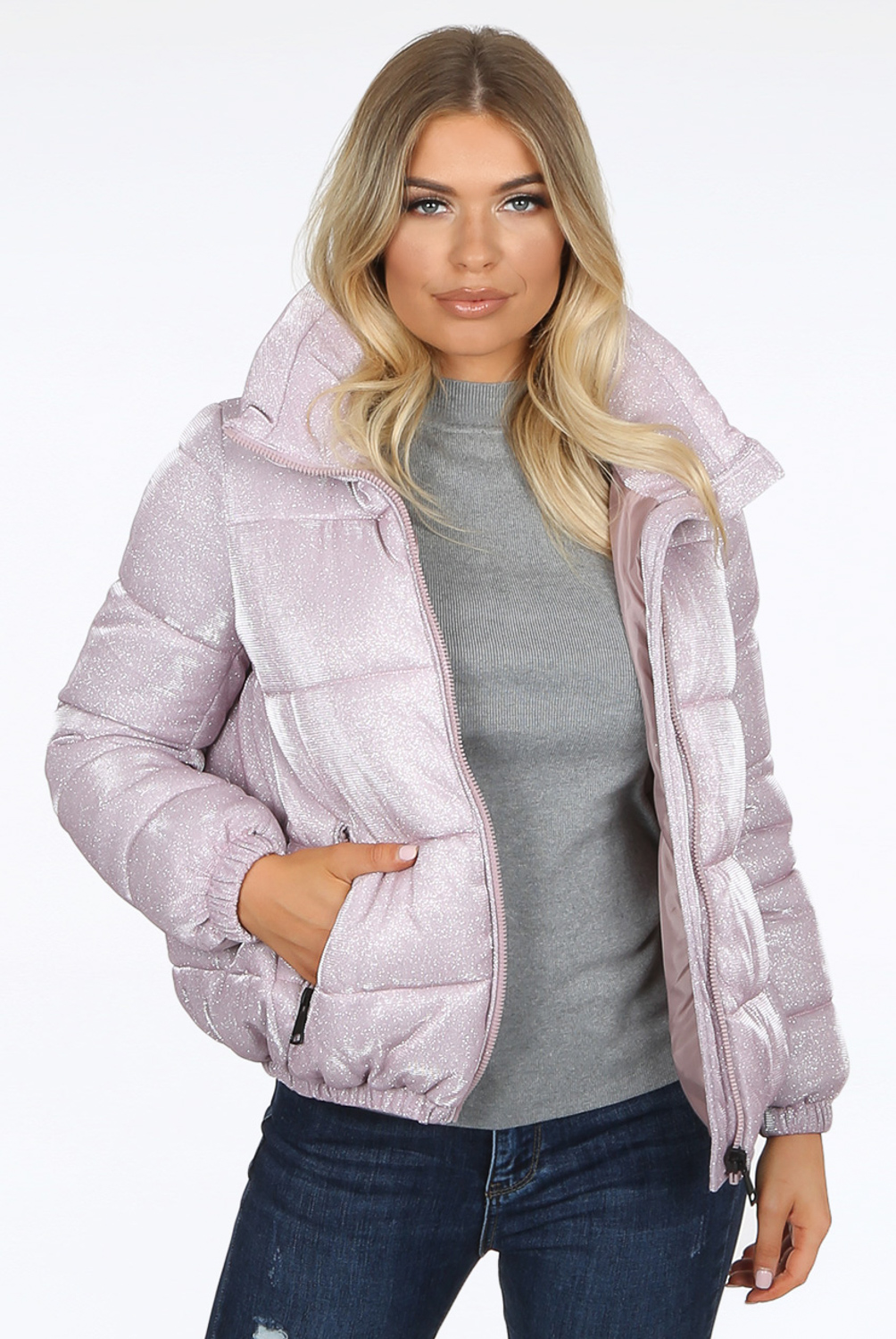 sparkle puffer jacket