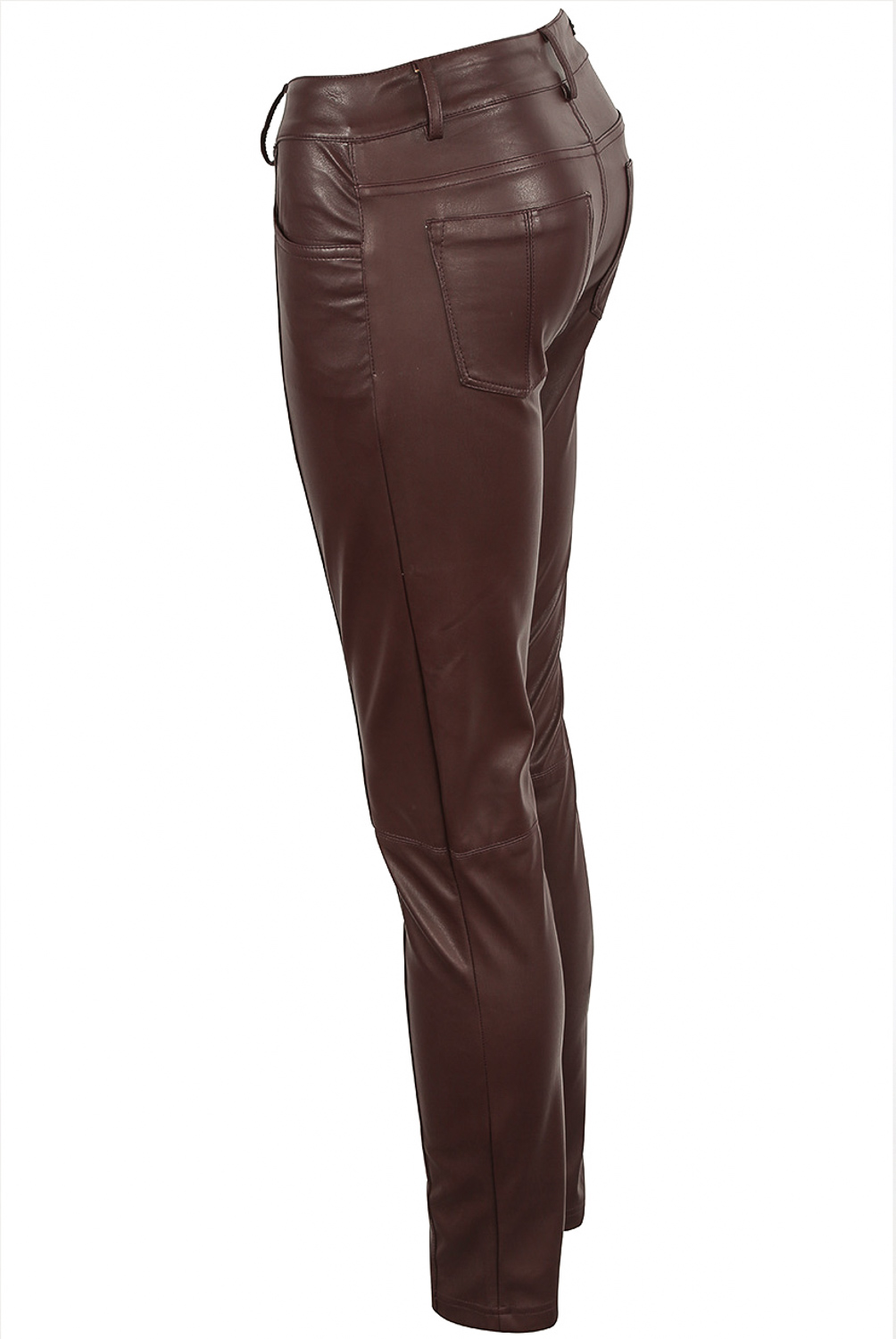 Front Seamed Skinny Faux Leather Pants Leather Pants Brown Leather