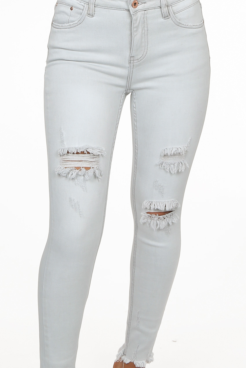 Light Blue Washed Denim Ripped Jeans Buy Fashion Wholesale in The UK