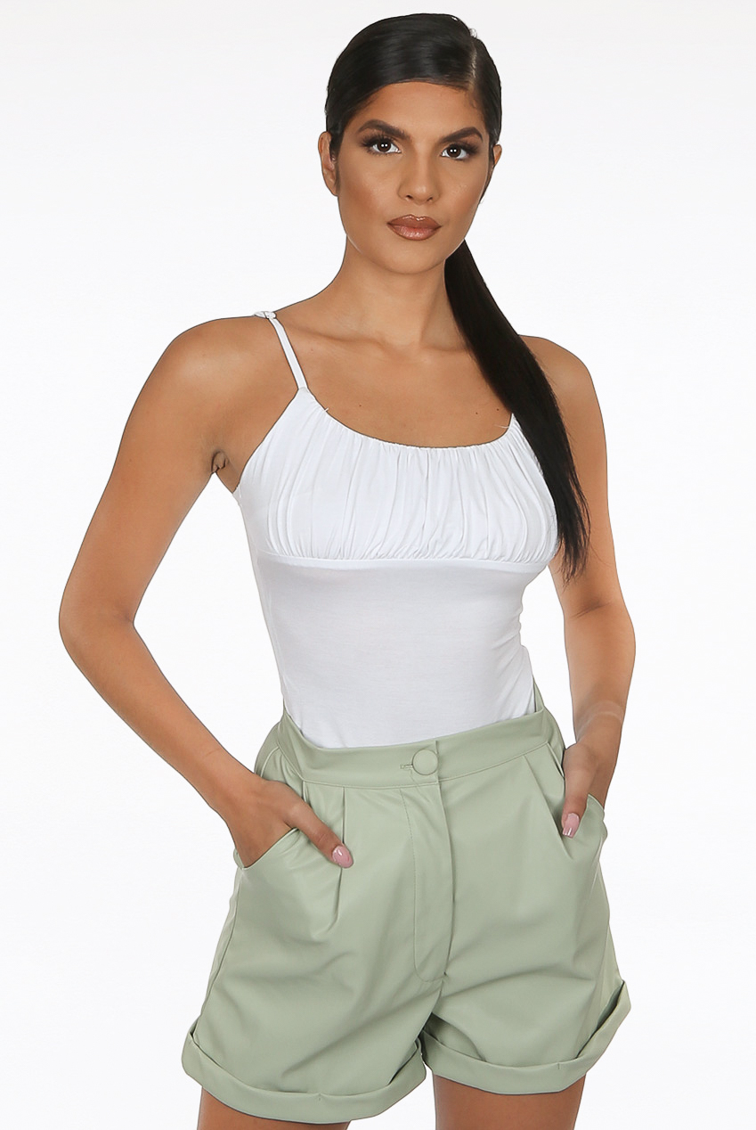 Sale Item!!! She Ready All White Ruched Cami Jumpsuit – Thick  Chicks_Boutique