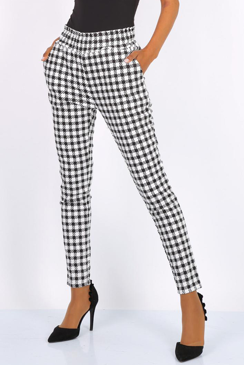 High Waisted Dog Tooth Print Trouser - Buy Fashion Wholesale in The UK