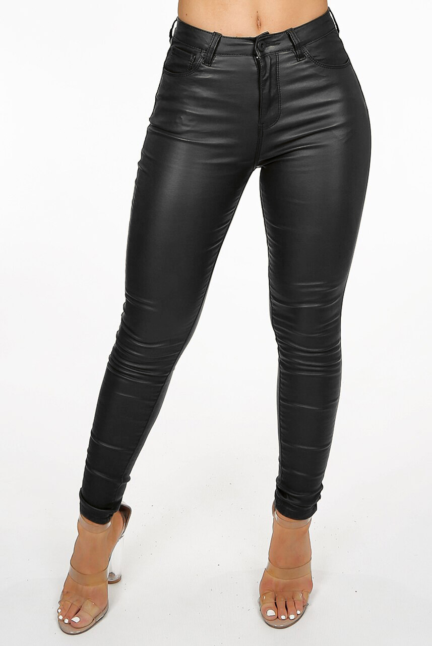 Black Faux Leather Jeans Buy Fashion Wholesale in The UK