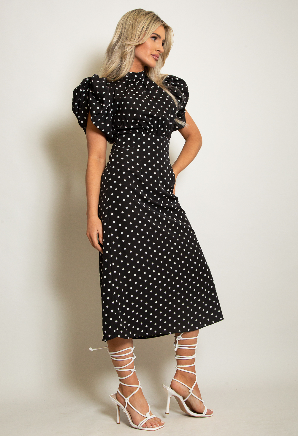 Backless Polka Dot Midi Dress - Buy Fashion Wholesale in The UK