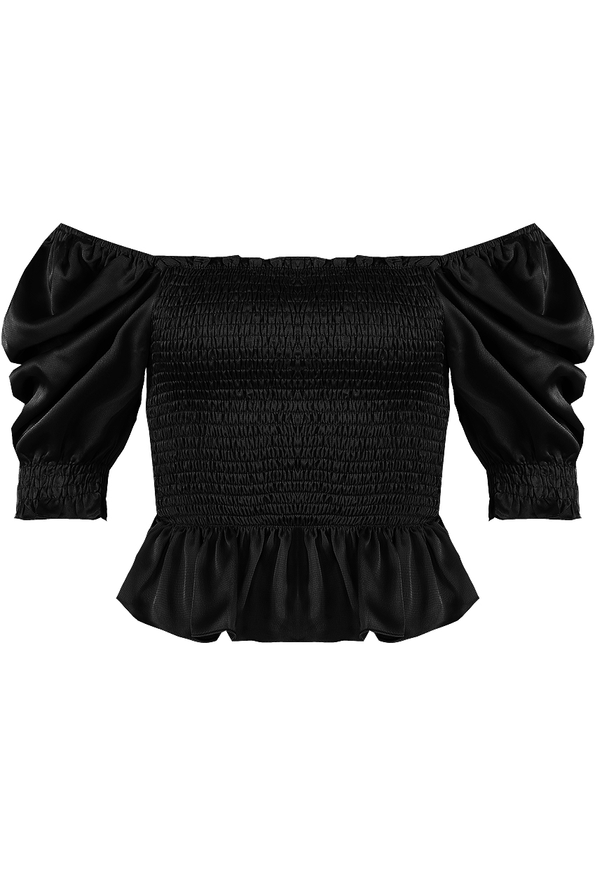 black satin bardot top