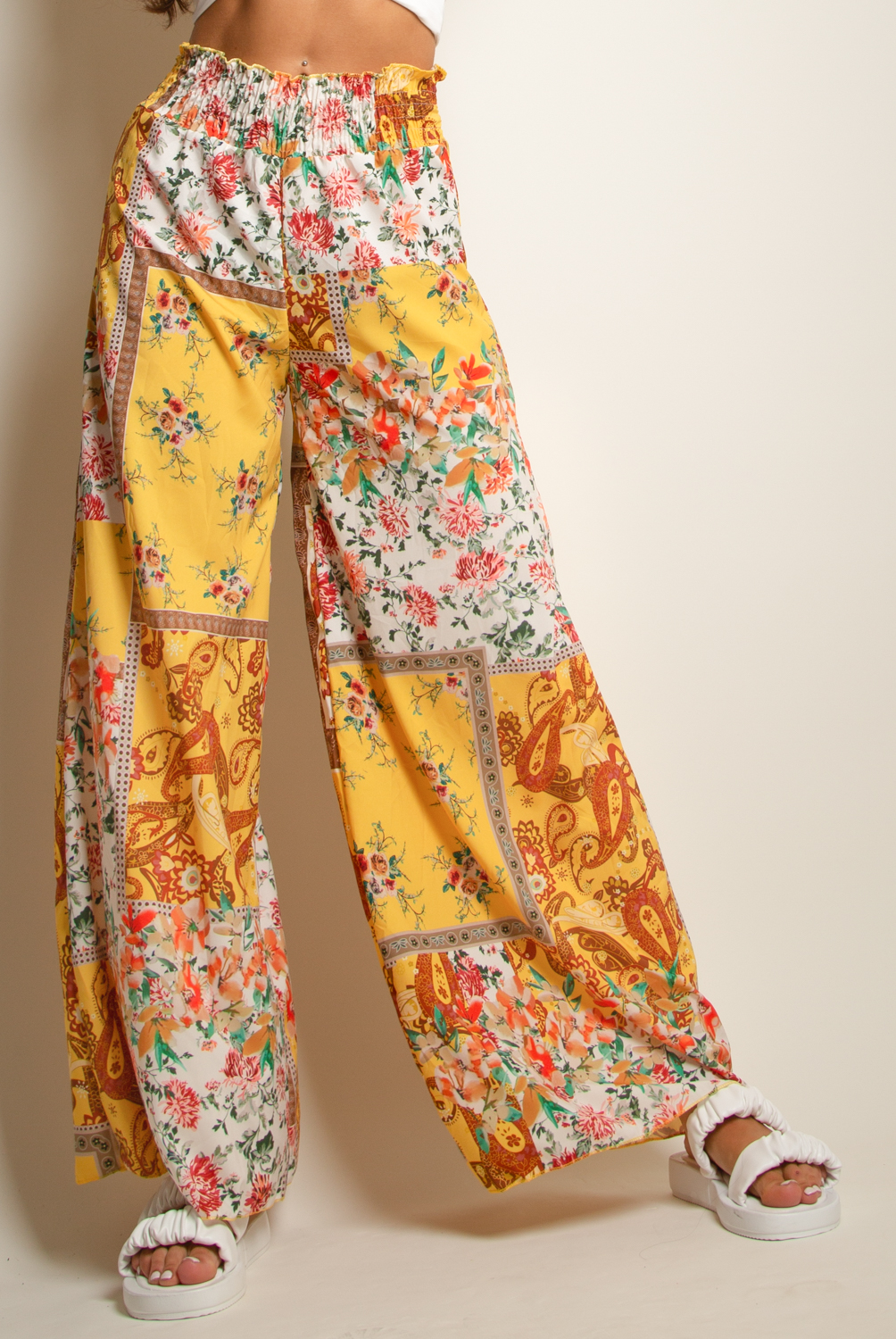 Floral Print Palazzo Pants YELLOW | Gorgeous clothes, Trouser outfit women, Floral  trousers