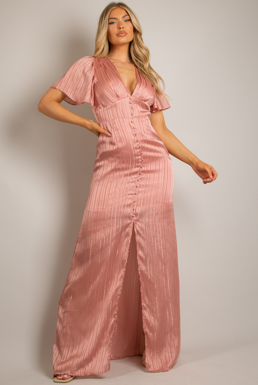 button front maxi dress