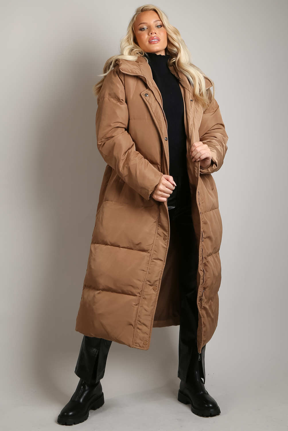 long padded puffer coat