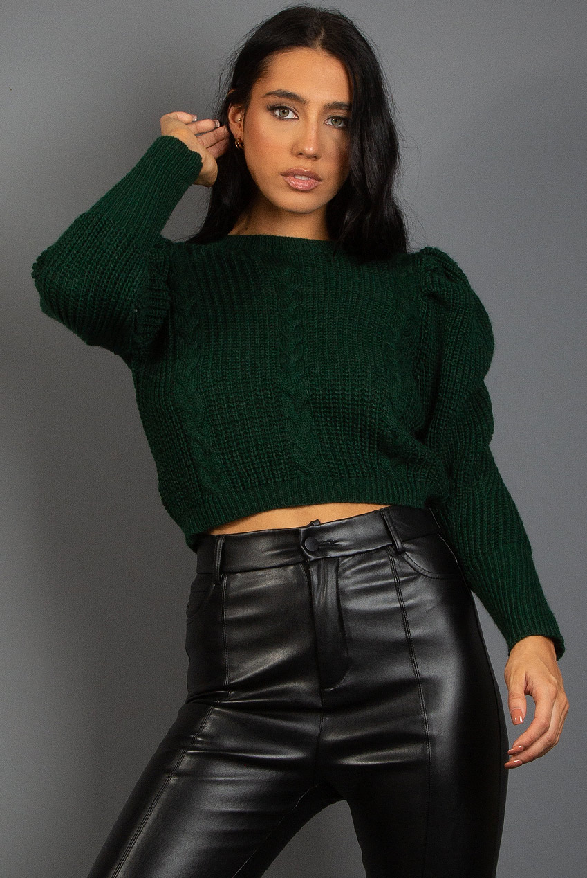 amel original puff cable knit tops♡ Cable Knit Jumper With Puff Sleeve - Buy Fashion Wholesale in The UK
