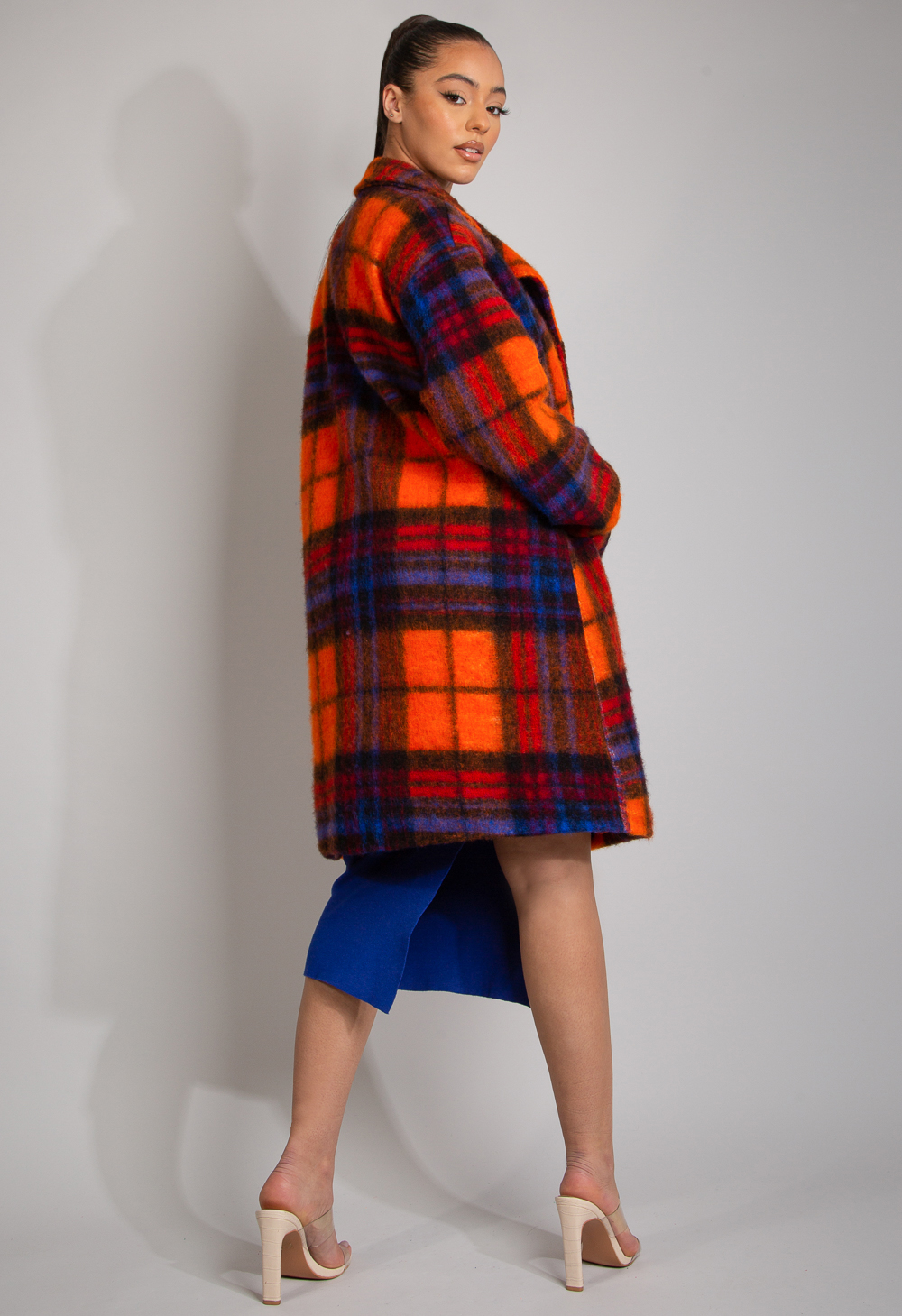 Tartan Check Wool Blend Coat- Buy 