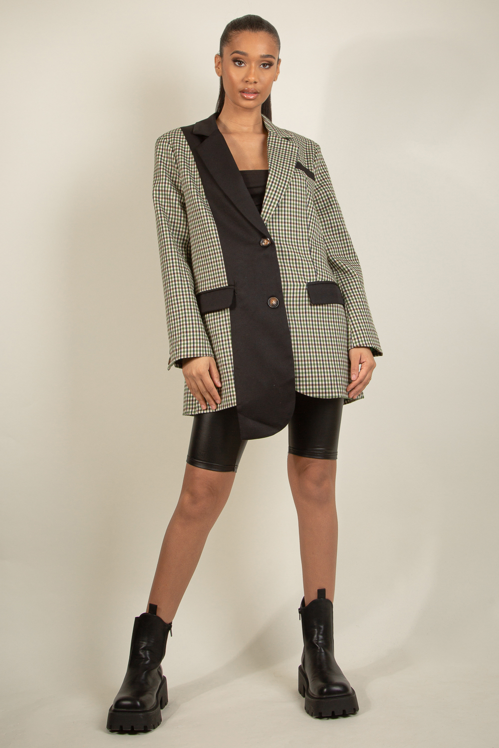 Checked clearance oversized blazer