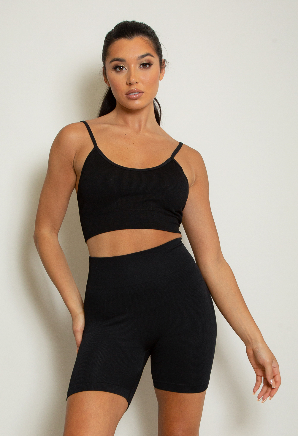 Ribbed Crop Top \u0026 Cycling Shorts Set 