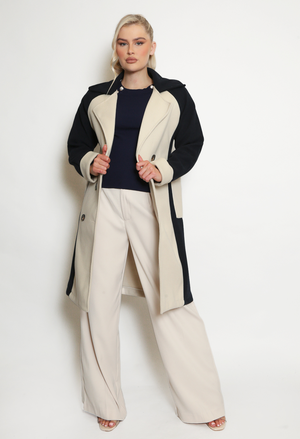 Two Tone Wool Look Coat- Buy Fashion Wholesale in The UK