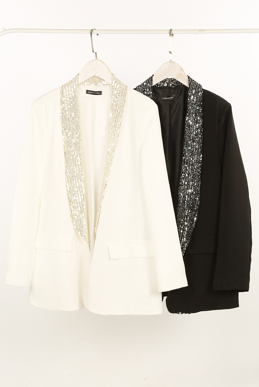 Sequin Collar Blazer Buy Fashion Wholesale in The UK