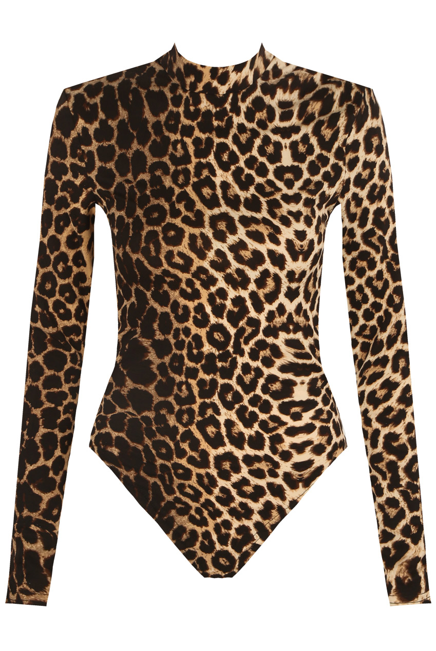 Animal Print High Neck Bodysuit Buy Fashion Wholesale in The UK