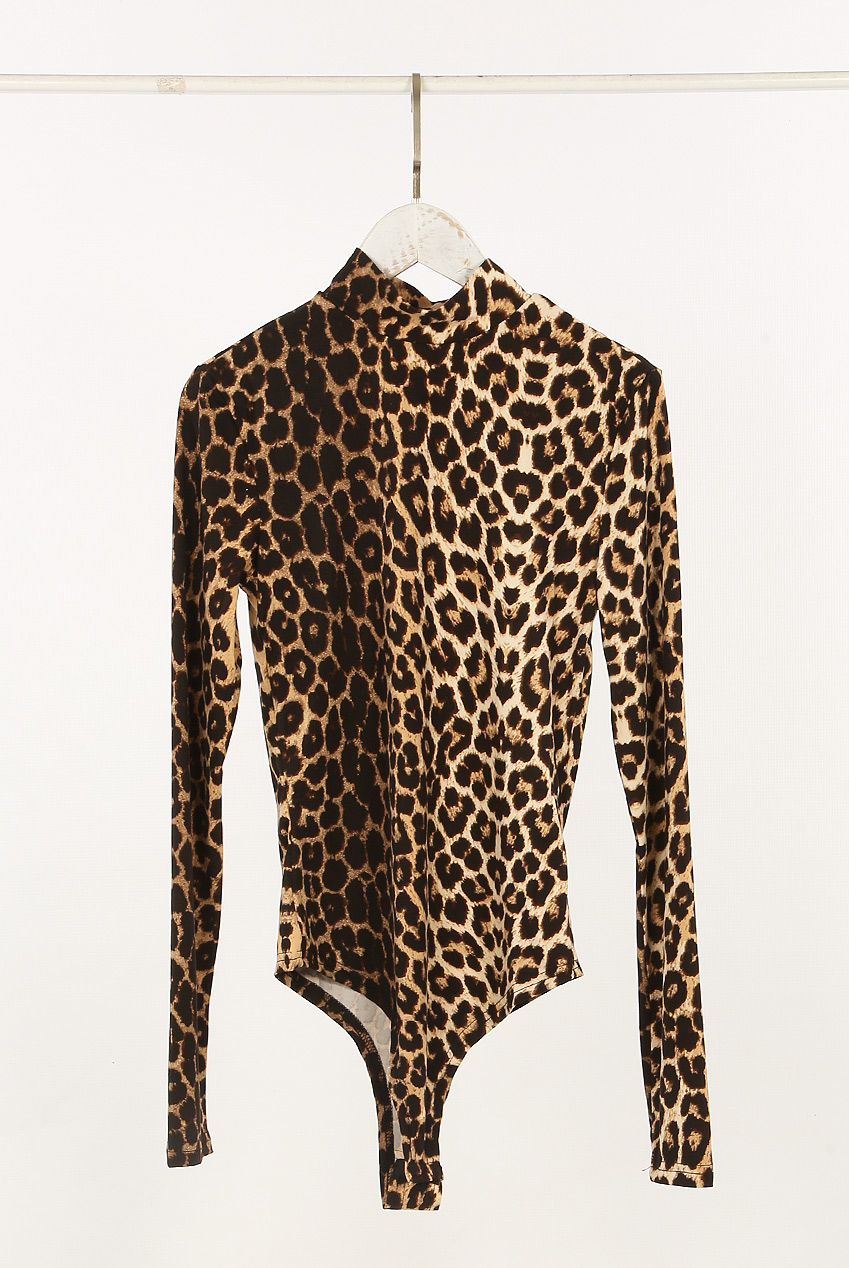 Animal Print High Neck Bodysuit Buy Fashion Wholesale in The UK