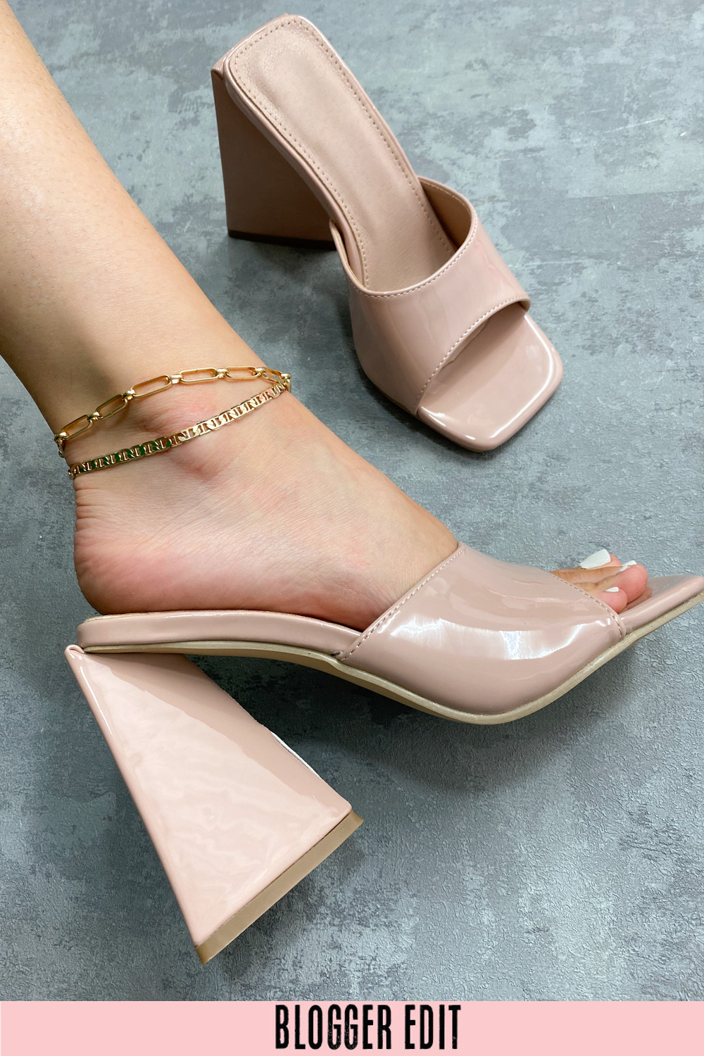 Nude high store heel mules