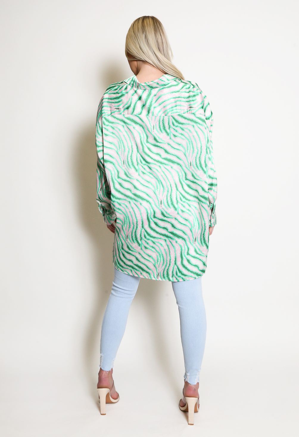 Plus Size Abstract Zebra Print Button-Down Shirt
