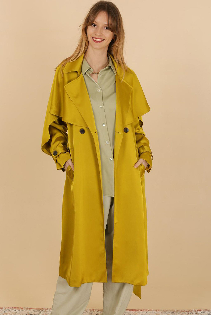 Luxe Satin Trench Coat- Buy Fashion Wholesale in The UK