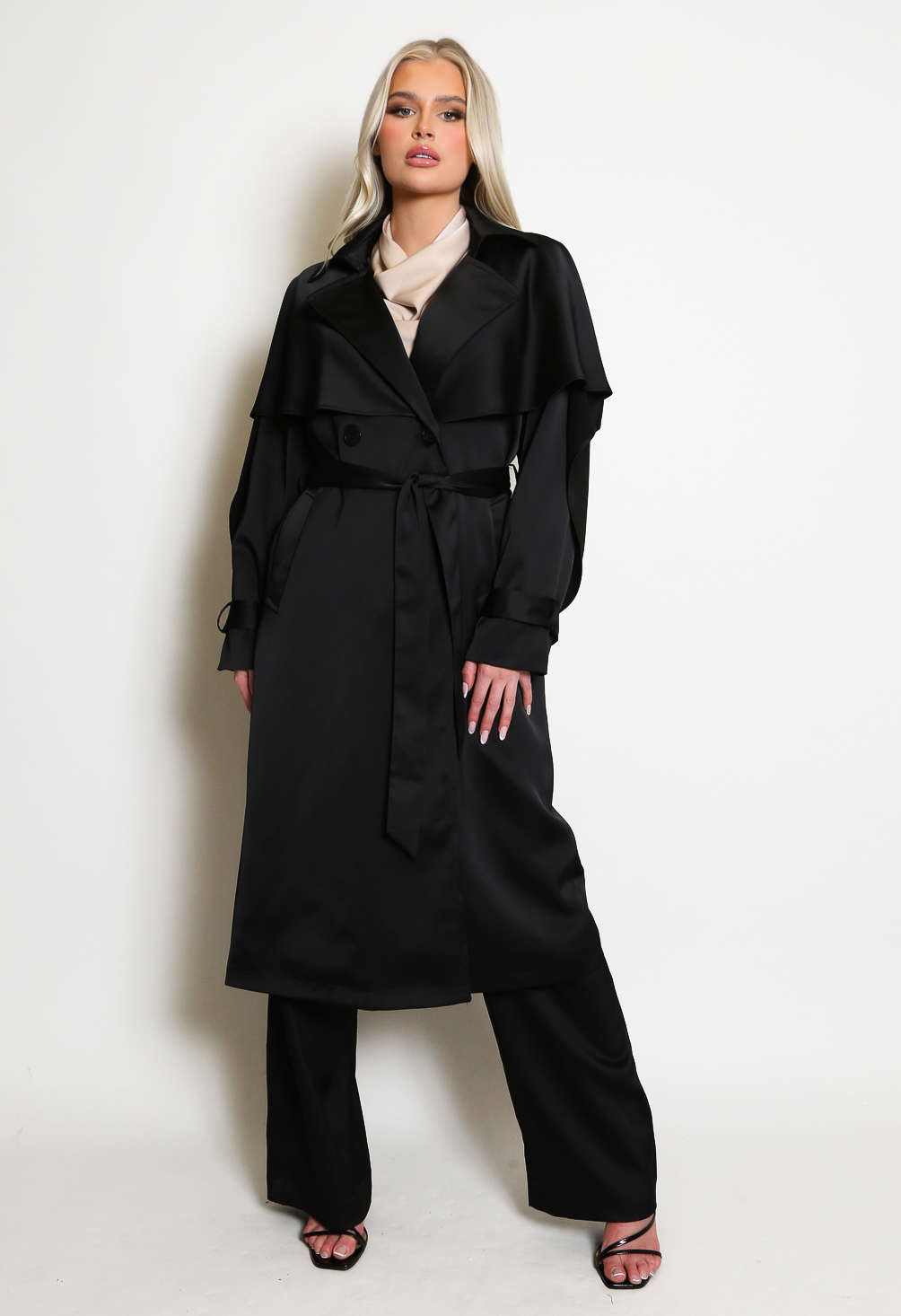 Luxe Satin Trench Coat- Buy Fashion Wholesale in The UK