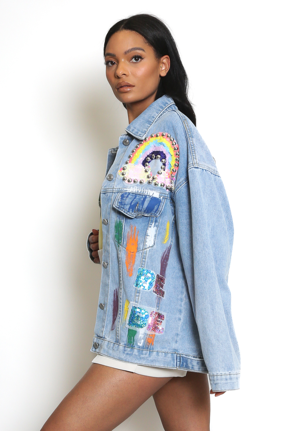 BLACK DENIM STUDDED BOYFRIEND JACKET – Ranch Dress'n