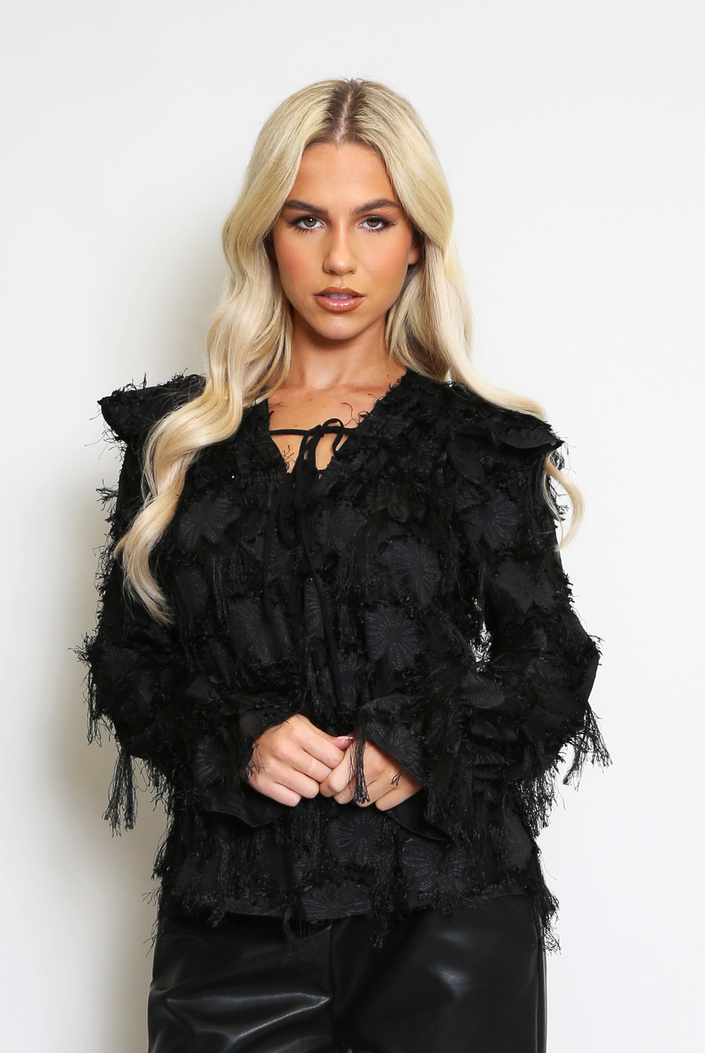 Fringe Blouse Black