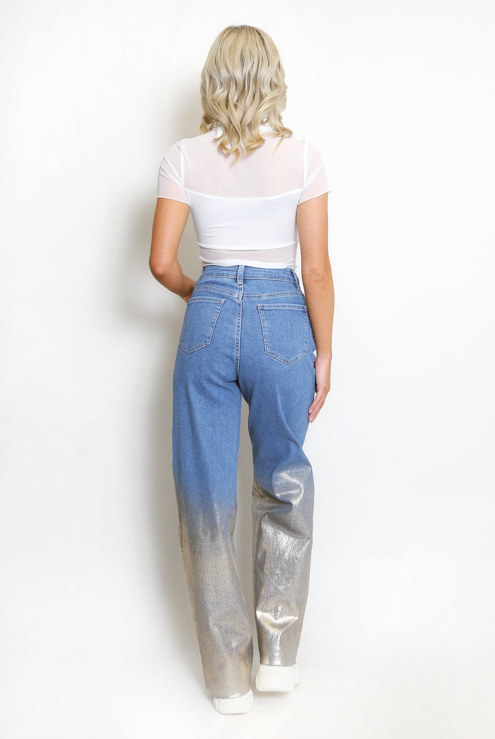 Foil Two Tone Flare Denim Jeans - Buy Fashion Wholesale in The UK