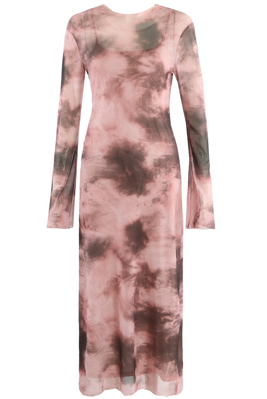 Tie Dye Print Mesh Long Sleeve Maxi Dress - Buy Fashion Wholesale in The UK