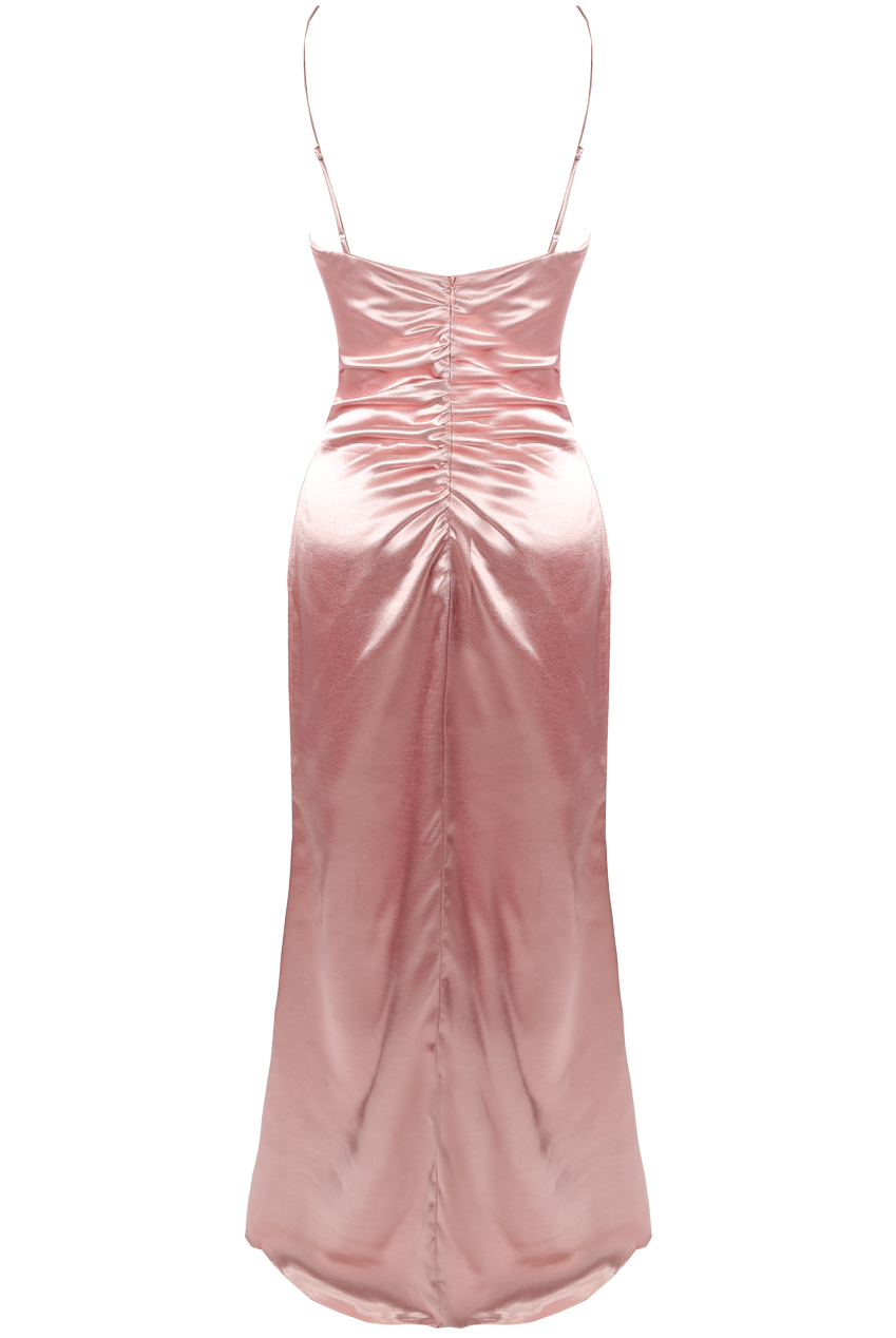 Satin Ruched Zip Up Back Maxi Dress - Buy Fashion Wholesale in The UK